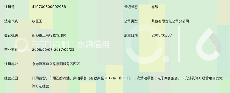 河南京港澳高速原阳服务区有限公司西区加油站