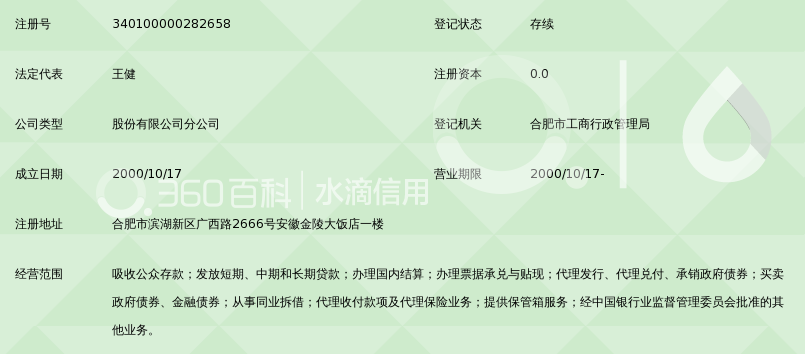 合肥科技农村商业银行股份有限公司滨湖支行