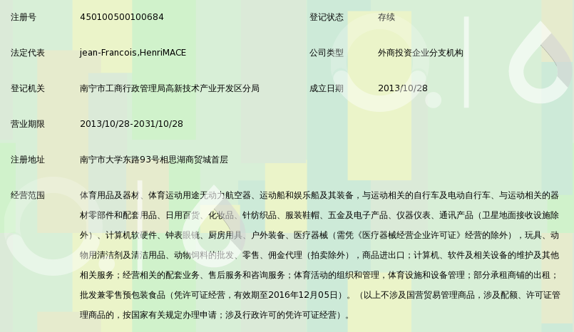 迪卡侬(上海)体育用品有限公司南宁相思湖分公