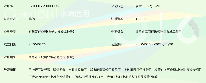 曲阜鑫城房地产开发有限公司