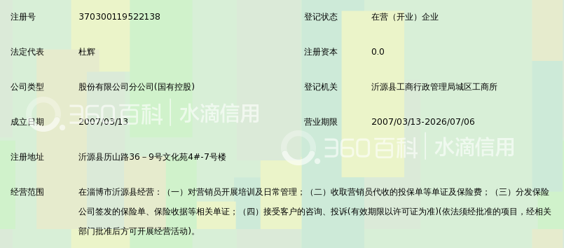 长城人寿保险股份有限公司淄博中心支公司沂源