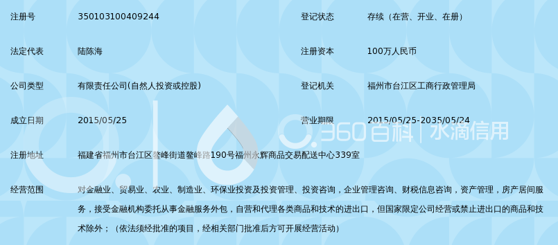 福州宏海大丰投资咨询有限公司