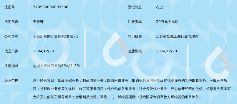 盐城邮政局浠沧商业街邮政所